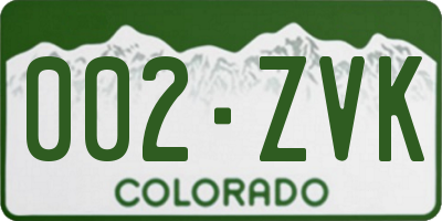 CO license plate 002ZVK
