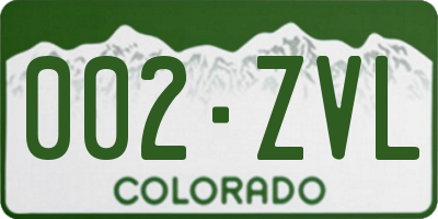 CO license plate 002ZVL