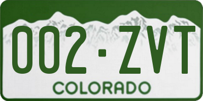 CO license plate 002ZVT