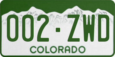CO license plate 002ZWD