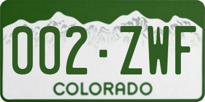 CO license plate 002ZWF