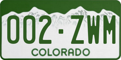 CO license plate 002ZWM