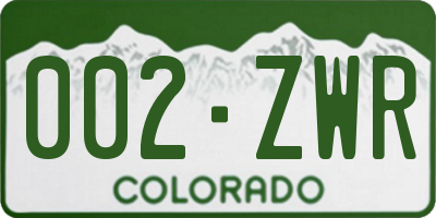CO license plate 002ZWR