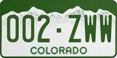 CO license plate 002ZWW