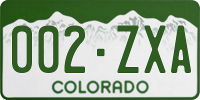 CO license plate 002ZXA