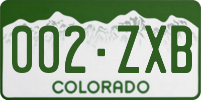 CO license plate 002ZXB