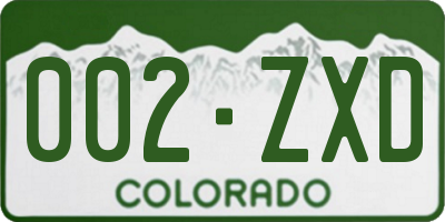 CO license plate 002ZXD