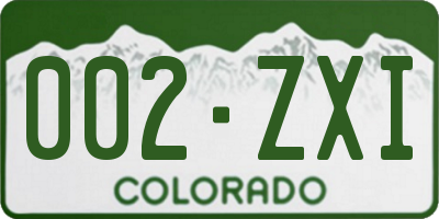 CO license plate 002ZXI