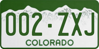 CO license plate 002ZXJ
