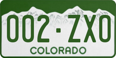 CO license plate 002ZXO