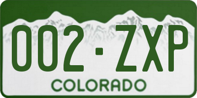 CO license plate 002ZXP