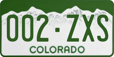 CO license plate 002ZXS