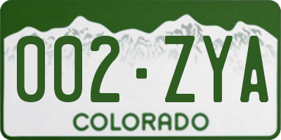 CO license plate 002ZYA