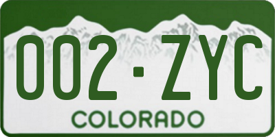 CO license plate 002ZYC