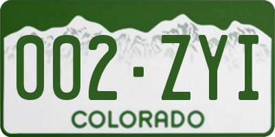 CO license plate 002ZYI