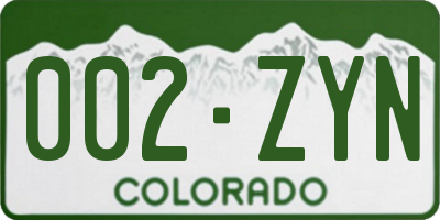 CO license plate 002ZYN