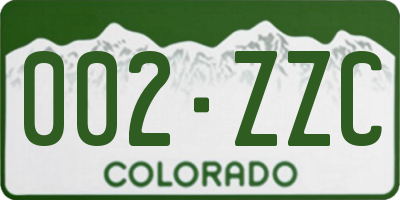 CO license plate 002ZZC