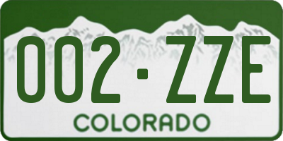 CO license plate 002ZZE