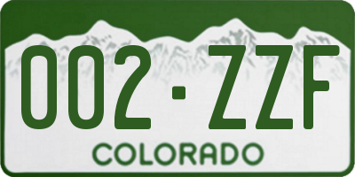 CO license plate 002ZZF