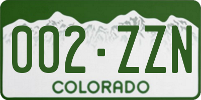 CO license plate 002ZZN