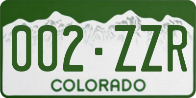 CO license plate 002ZZR