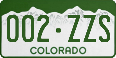 CO license plate 002ZZS