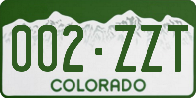 CO license plate 002ZZT