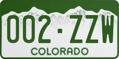 CO license plate 002ZZW