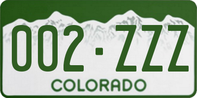 CO license plate 002ZZZ