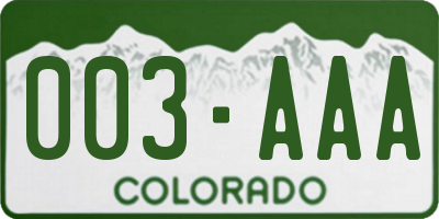 CO license plate 003AAA
