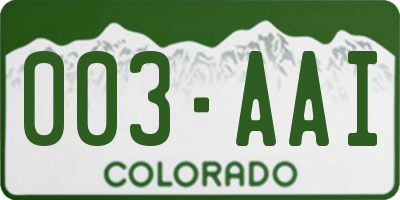 CO license plate 003AAI