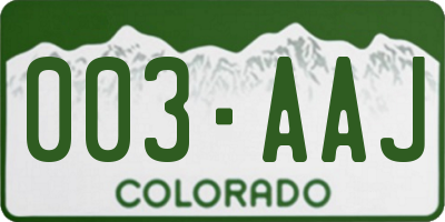 CO license plate 003AAJ