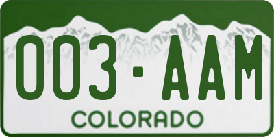 CO license plate 003AAM