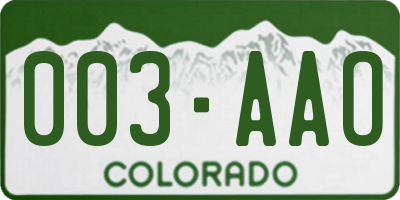 CO license plate 003AAO