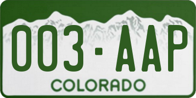 CO license plate 003AAP