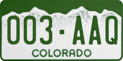 CO license plate 003AAQ