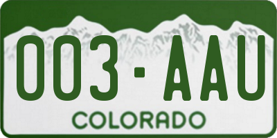 CO license plate 003AAU