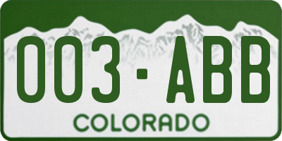 CO license plate 003ABB