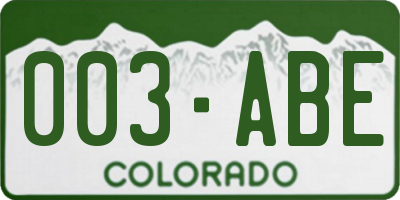 CO license plate 003ABE