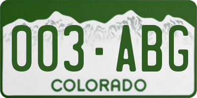 CO license plate 003ABG