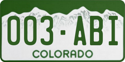CO license plate 003ABI