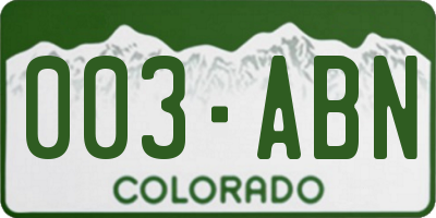 CO license plate 003ABN