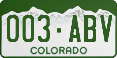 CO license plate 003ABV