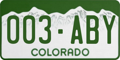 CO license plate 003ABY