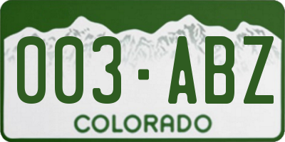 CO license plate 003ABZ