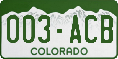 CO license plate 003ACB