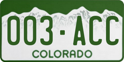 CO license plate 003ACC