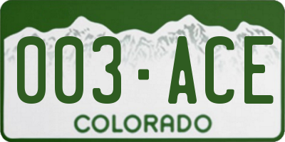 CO license plate 003ACE