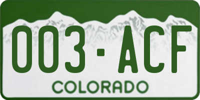 CO license plate 003ACF