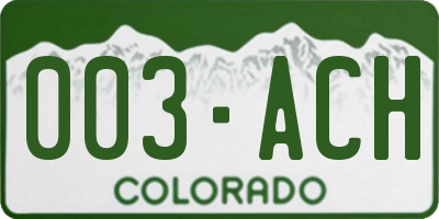 CO license plate 003ACH